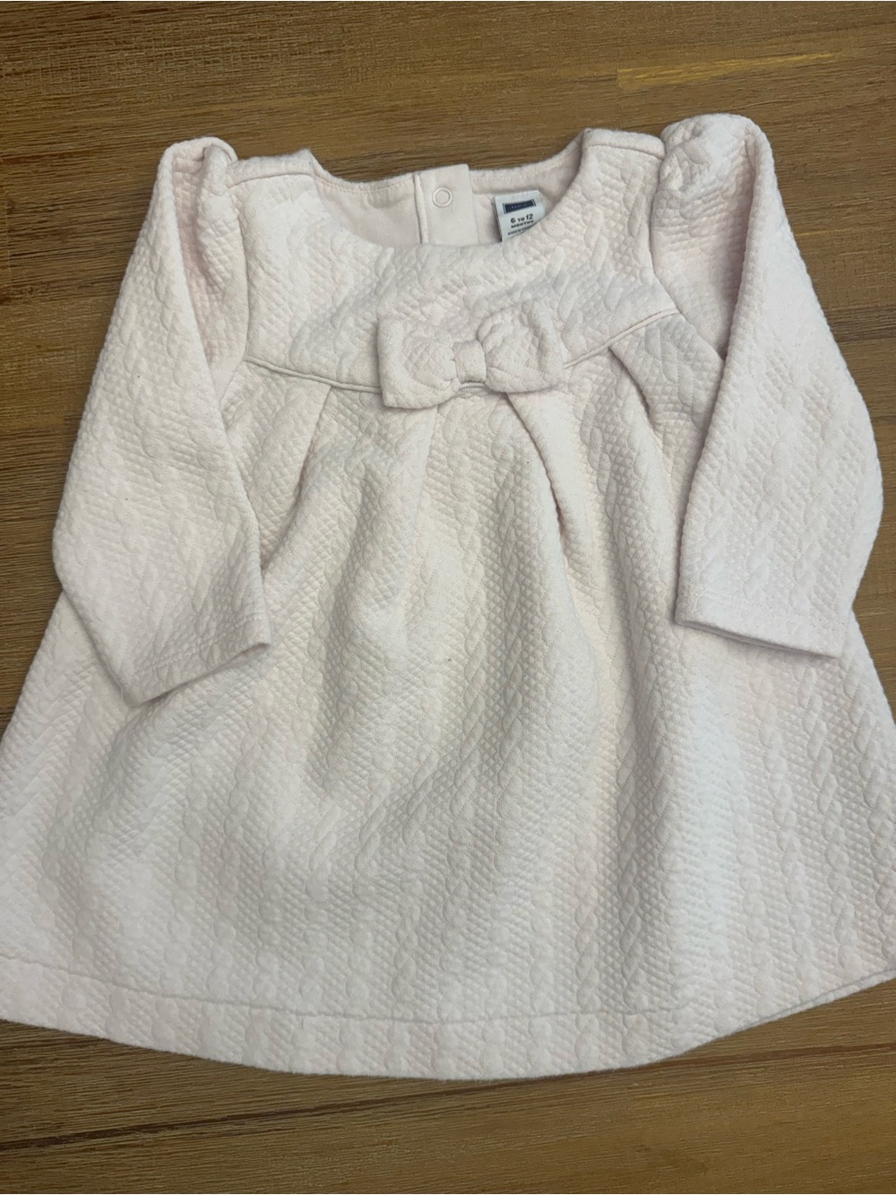 Janie and Jack pink Quilted Bow-Front Long-Sleeve Dress - 6-12months